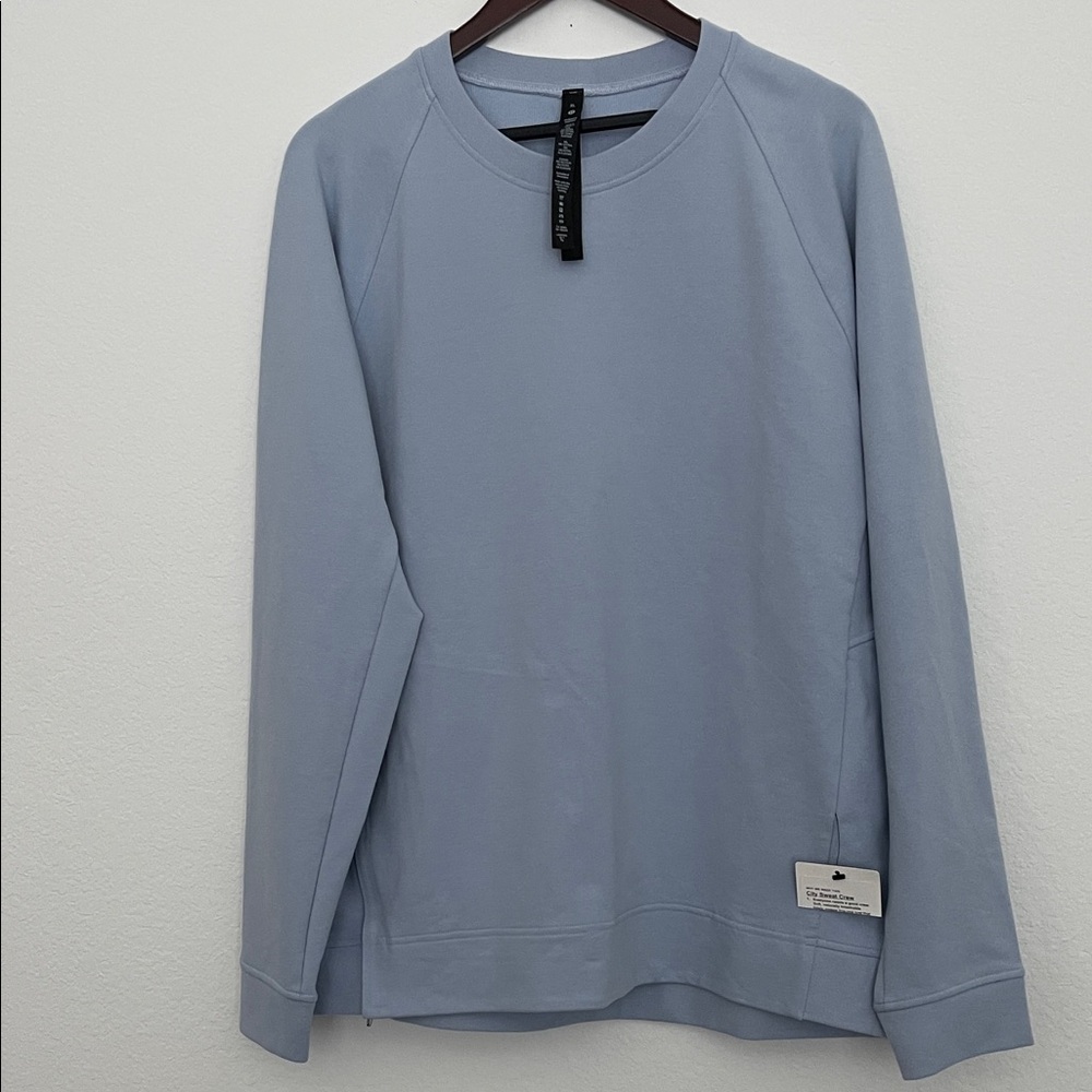 Lululemon, New With Tags, Mens City Sweat Crew, XL, light blue sweatshirt